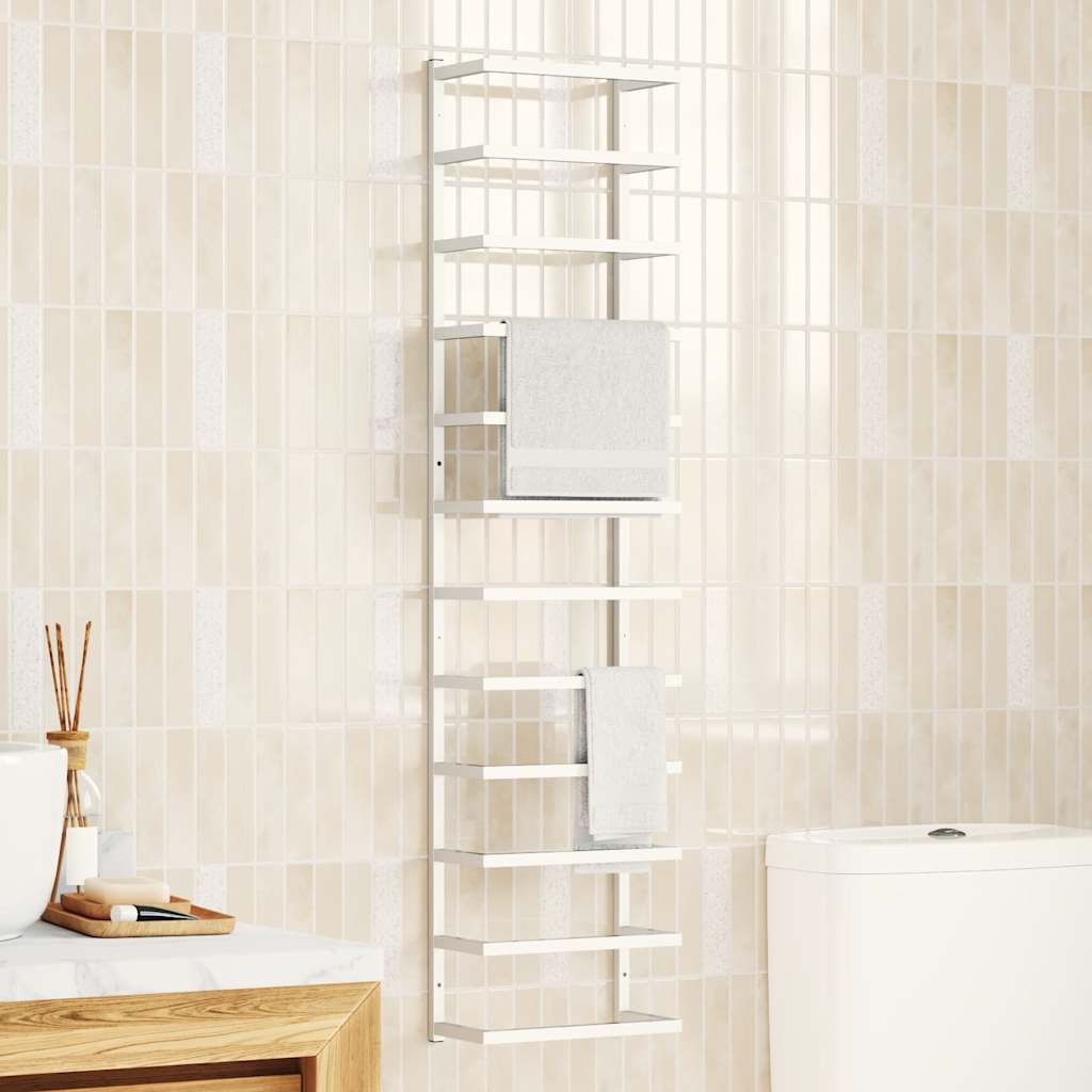 vidaXL Towel Rack | White | Steel | 24 cm x 12 cm x 96 cm | Towel Rack 1