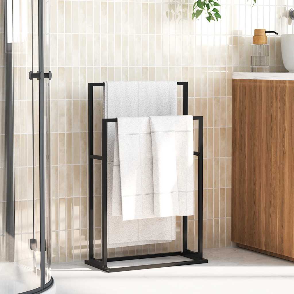 vidaXL Towel Rack | Black | Iron | 48x24x78.5 cm | Towel Rack | Rectangular 3