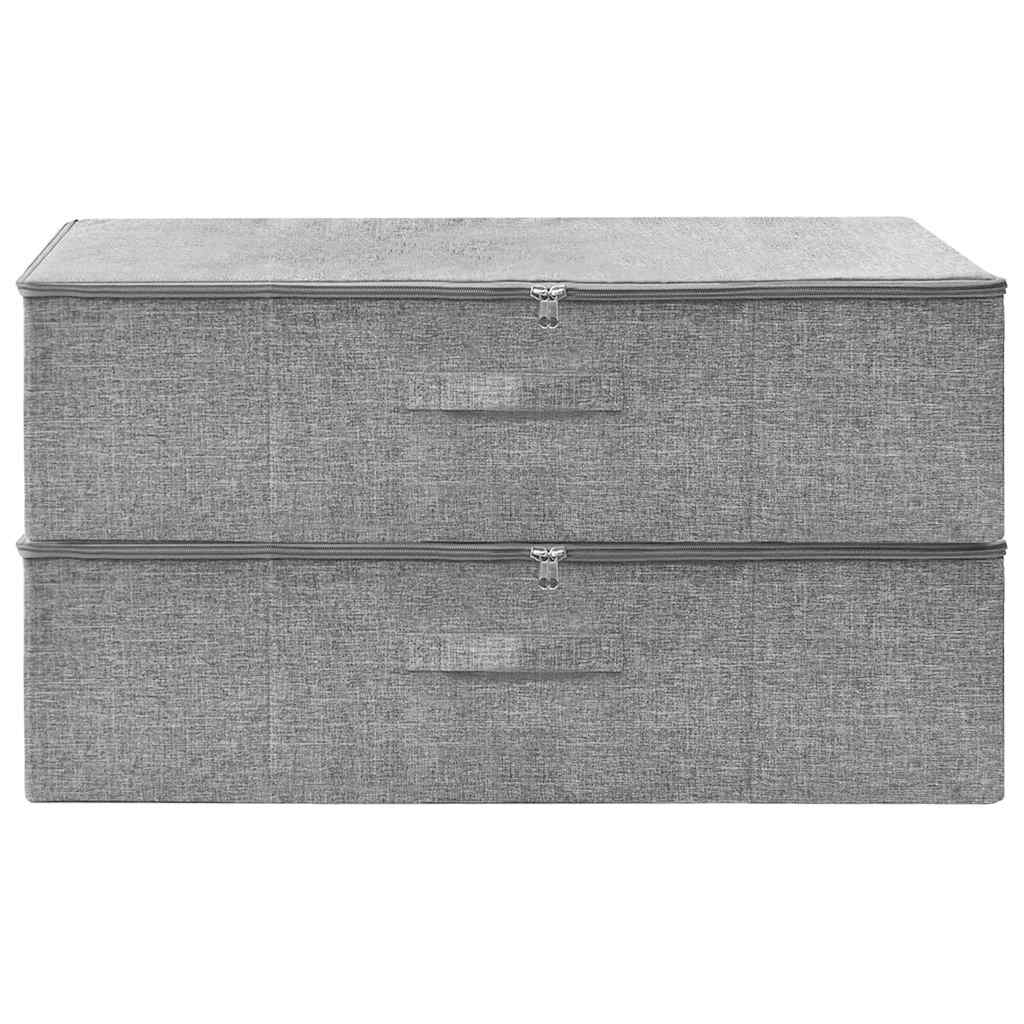 vidaXL Storage Boxes 2 pcs Fabric 70x40x18 cm Grey 3