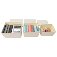 vidaXL Stackable Storage Box Set of 3 Piece Fabric Cream 3