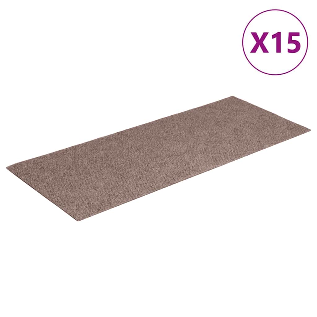 vidaXL Stair Mat | Set of 15 | Light Brown 2