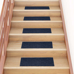 vidaXL Stair Mat | Set of 15 | Blue | Needle-punched fabric (100% polypropylene) 1