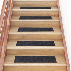 vidaXL Stair Mat | Set of 15 | Grey | 100% Polypropylene | 76 x 20 cm 1