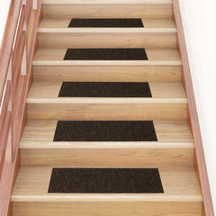 vidaXL Stair Mat | Set of 15 | Brown | Needle-punched fabric | 76 x 20 cm 1