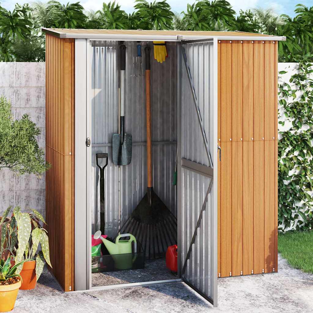 Garden Shed 180.5x97x209.5 cm Galvanised Steel Brown
