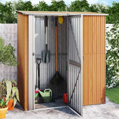 Garden Shed 180.5x97x209.5 cm Galvanised Steel Brown