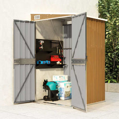 Wall-mounted Garden Shed Galvanised Steel Brown 118 x 100 x 178 cm