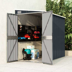 Wall-mounted Garden Shed Galvanised Steel Anthracite 118 x 194 x 178 cm