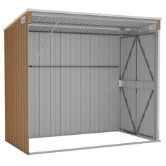 Wall-mounted Garden Shed Galvanised Steel Brown 118 x 194 x 178 cm