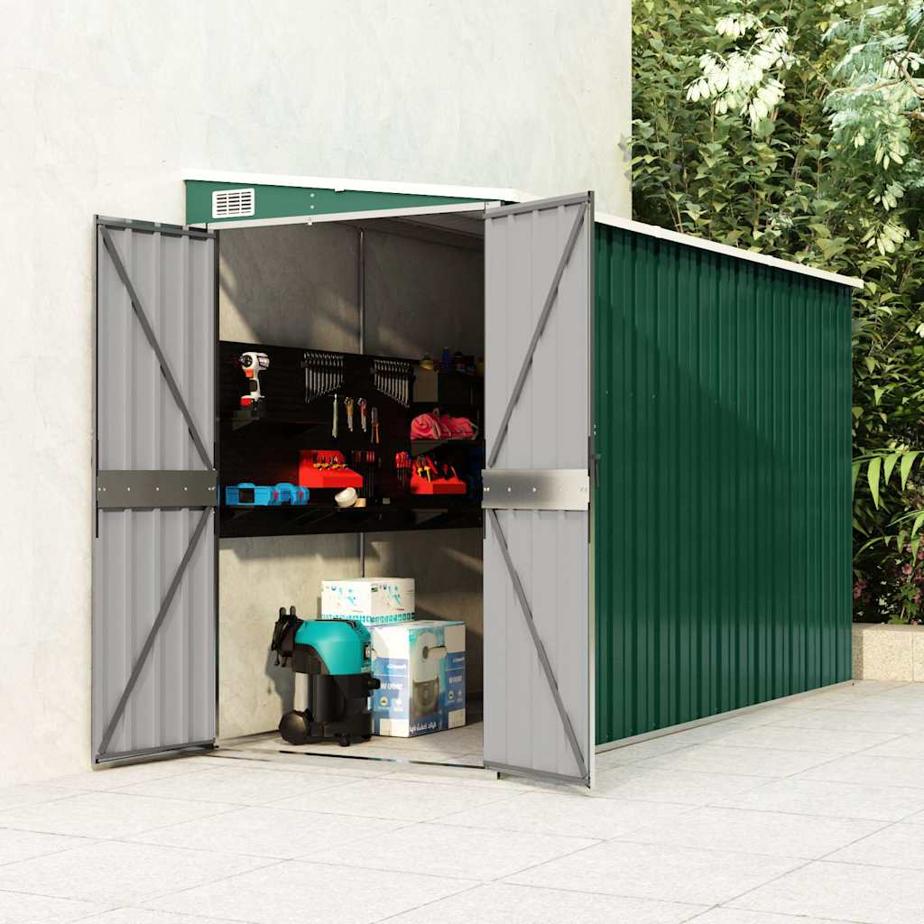 Wall-mounted Garden Shed Galvanised Steel Green 118 x 288 x 178 cm