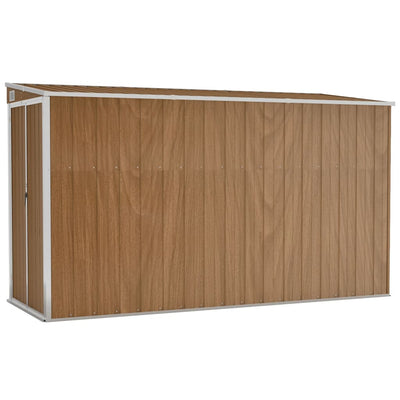 Wall-mounted Garden Shed Brown 118x288x178 cm Galvanised Steel