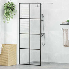 Walk-in Shower Wall Clear ESG Glass Transparent Black 80 x 195 cm