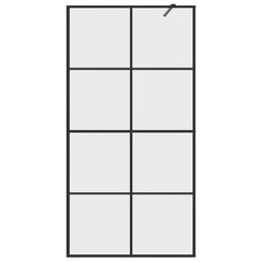 Walk-in Shower Wall Clear ESG Glass Transparent Black 100 x 195 cm
