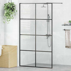 Walk-in Shower Wall Clear ESG Glass Transparent Black 115 x 195 cm