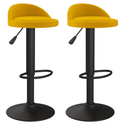 Bar Stools 2 pcs Yellow Velvet