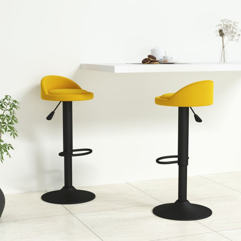 Bar Stools 2 pcs Yellow Velvet