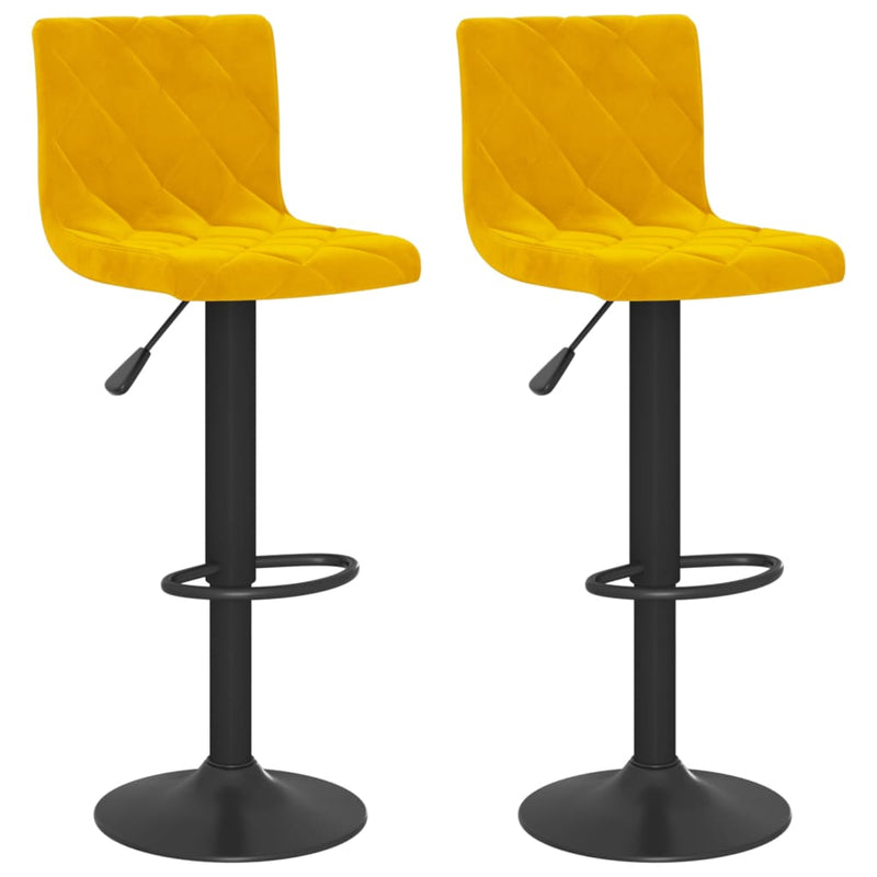 Bar Stools 2 pcs Mustard Yellow Velvet