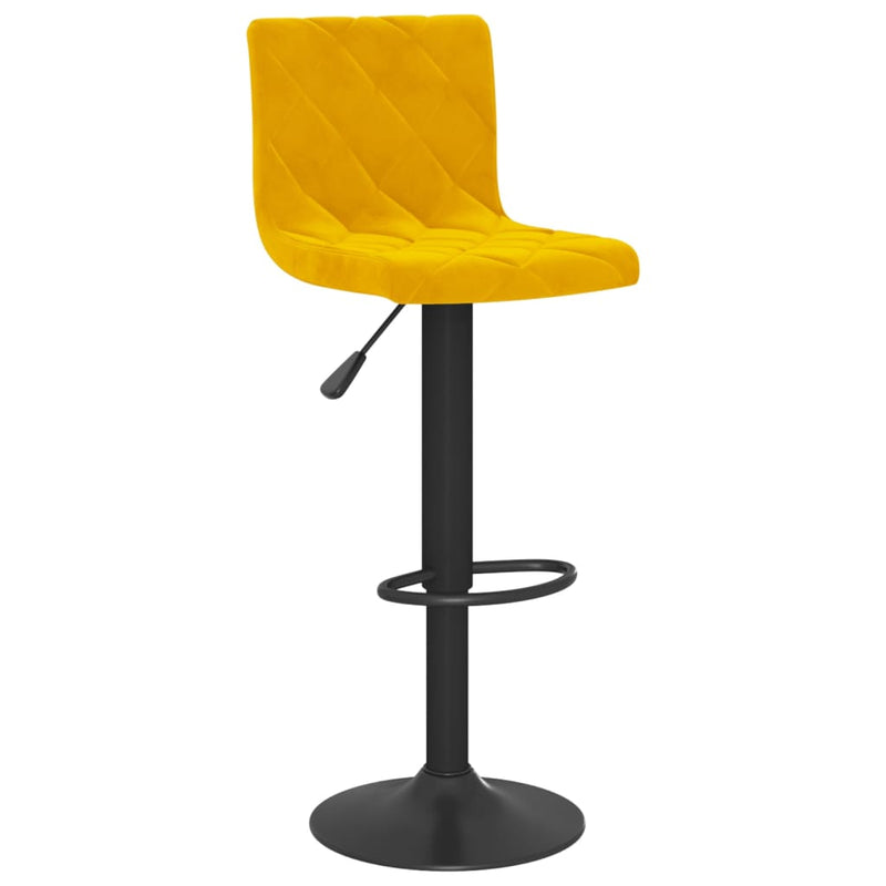 Bar Stools 2 pcs Mustard Yellow Velvet