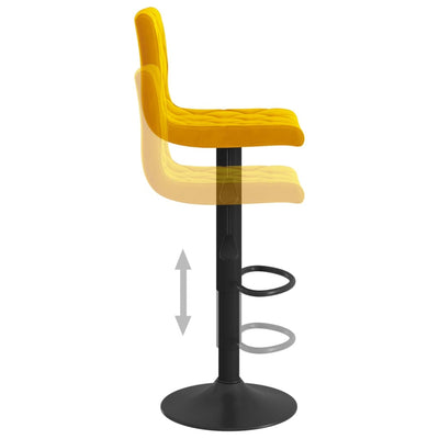 Bar Stools 2 pcs Mustard Yellow Velvet