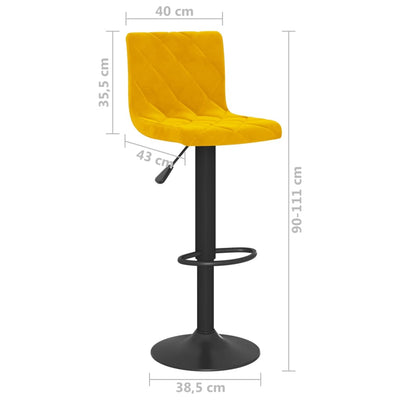 Bar Stools 2 pcs Mustard Yellow Velvet