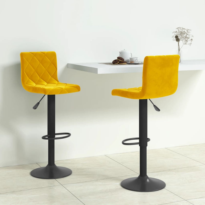 Bar Stools 2 pcs Mustard Yellow Velvet