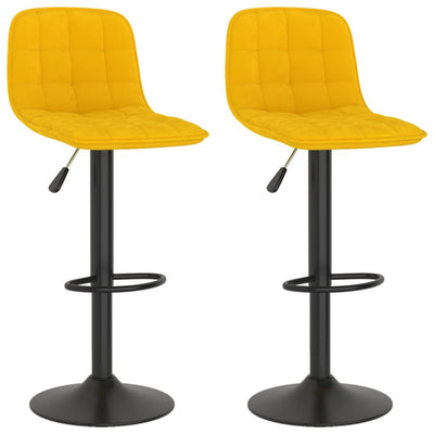 Bar Stools 2 pcs Yellow Velvet