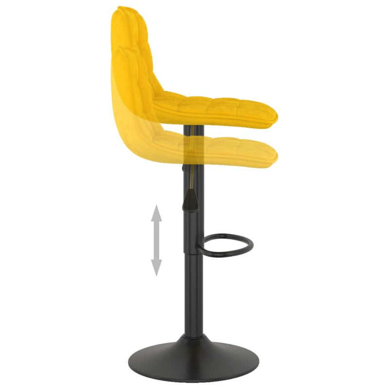 Bar Stools 2 pcs Yellow Velvet