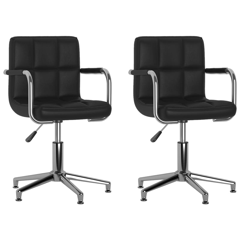 Swivel Dining Chairs 2 pcs Black Faux Leather