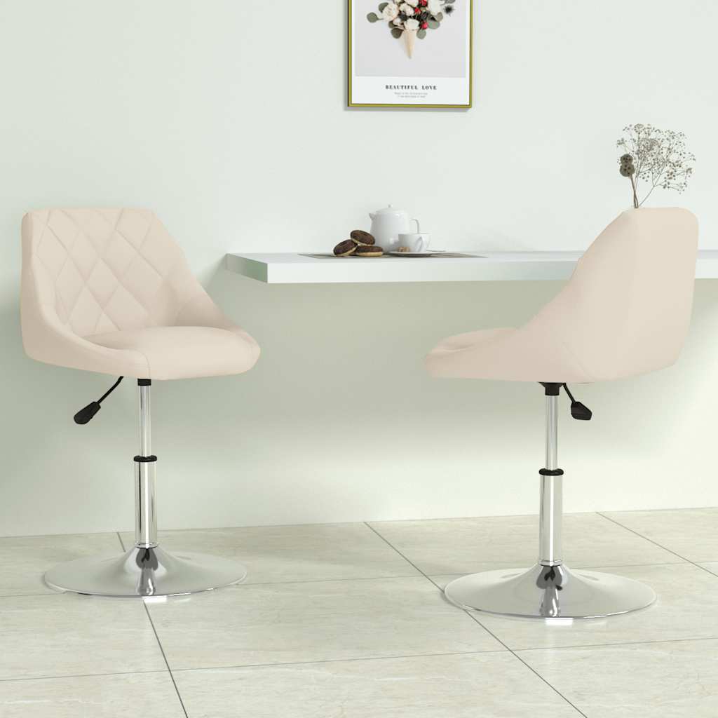 vidaXL Swivel Dining Chairs 2 pcs Cream Velvet 1