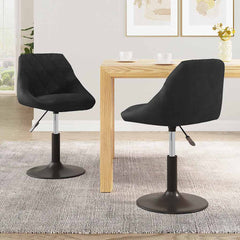 vidaXL Swivel Dining Chairs 2 pcs Black Velvet 1