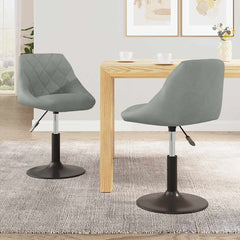 vidaXL Swivel Dining Chairs 2 pcs Light Grey Velvet 1