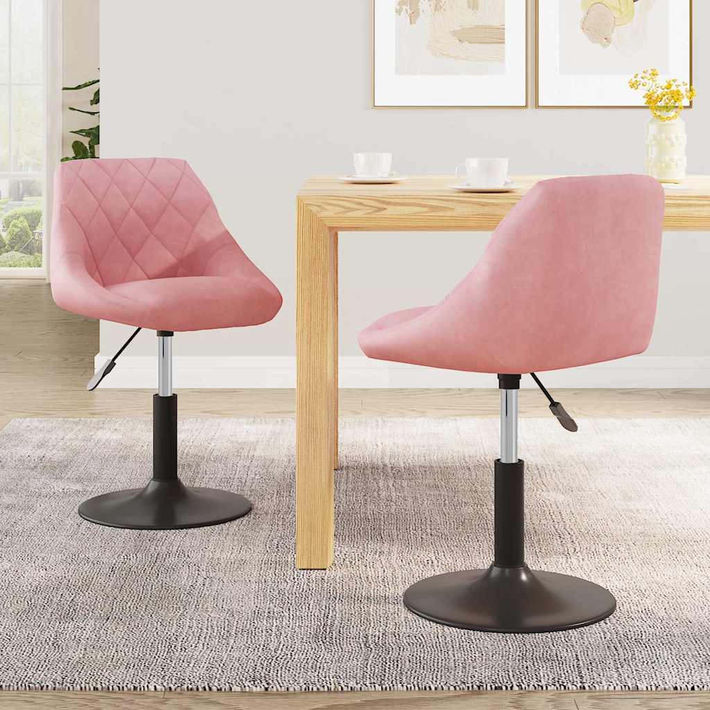 vidaXL Swivel Dining Chairs 2 pcs Pink Velvet 1