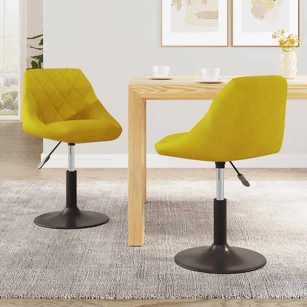 vidaXL Swivel Dining Chairs 2 pcs Mustard Yellow Velvet 1