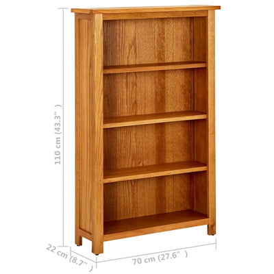 4-Tier Bookcase 70x22x110 cm Solid Oak Wood