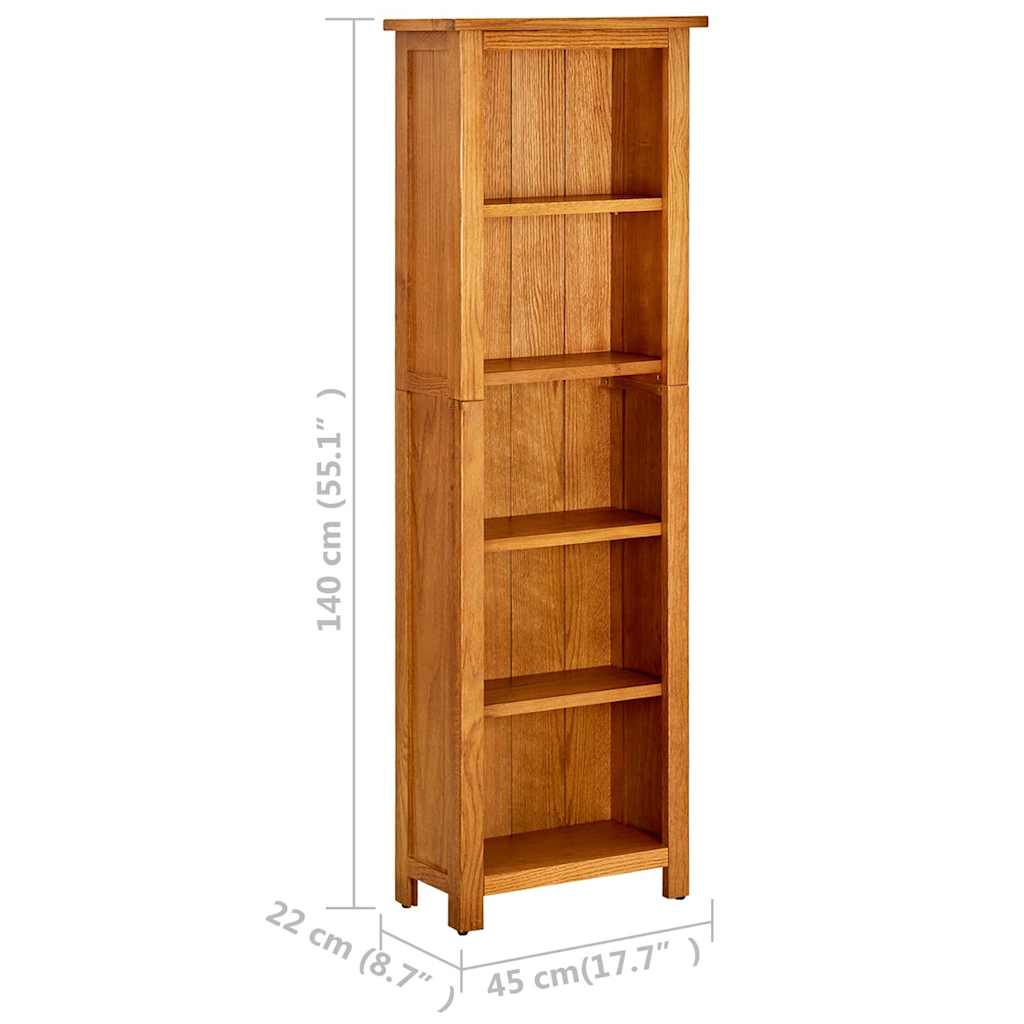4-Tier Bookcase Solid Oak Wood 45 cm 140 cm 22 cm