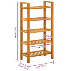 vidaXL Shoe Rack with 5 Shelves 50x27x100 cm Solid Oak Wood 6