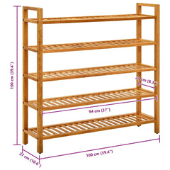 vidaXL Shoe Rack | Natural Oak | Solid Oak Wood | Standard | Shoe Rack 6