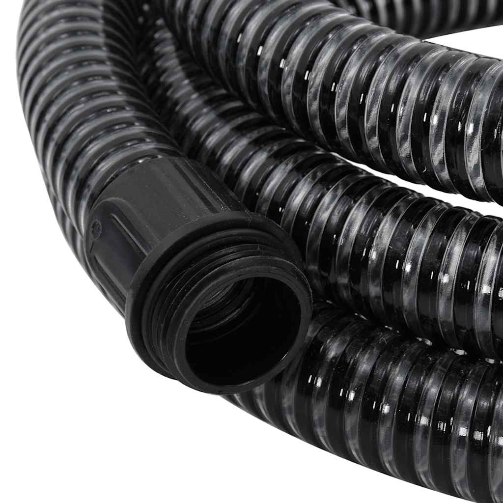 vidaXL Suction Hose with Brass Connectors Black 1.1" 5 m PVC 4