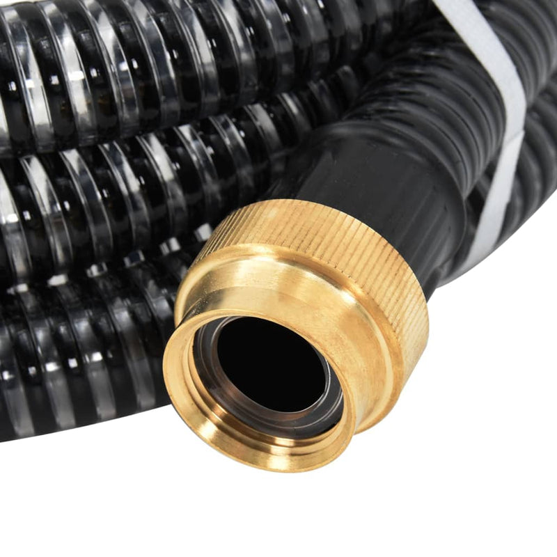 Suction Hose with Brass Connectors Black 1.1" 5 m PVC