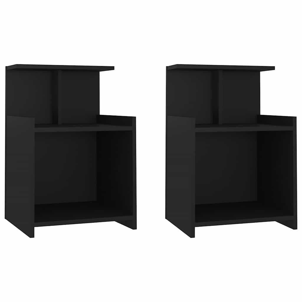 vidaXL Bed Cabinet | Set of 2 | Black | Engineered wood | Medium | Bed Cabinet 2