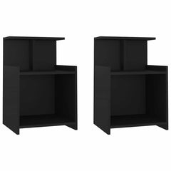 vidaXL Bed Cabinet | Set of 2 | Black | Engineered wood | Medium | Bed Cabinet 2