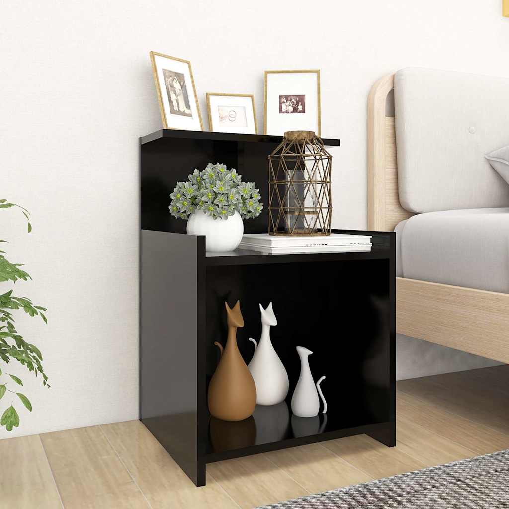 vidaXL Bed Cabinet | Set of 2 | Black | Engineered wood | Medium | Bed Cabinet 1