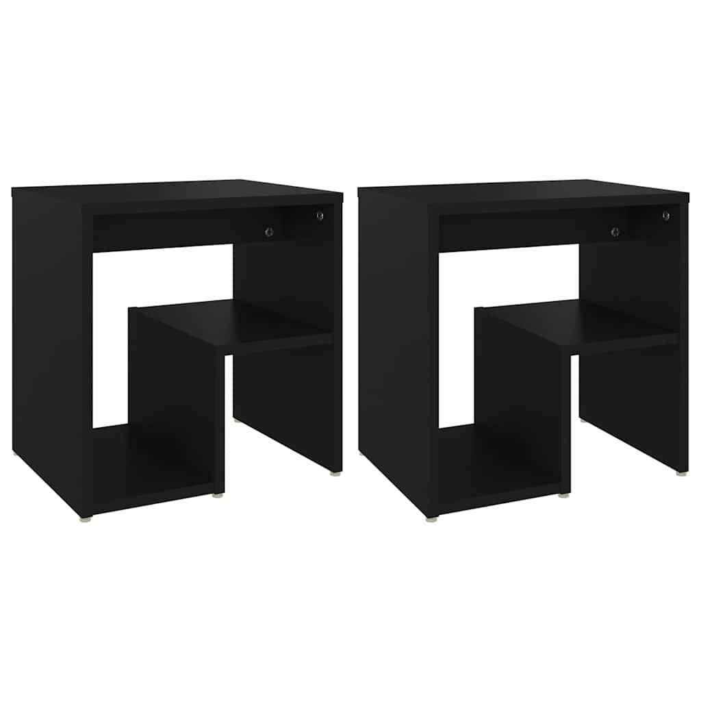 806331 vidaXL Bed Cabinets 2 pcs Black 40x30x40 cm Engineered Wood 2