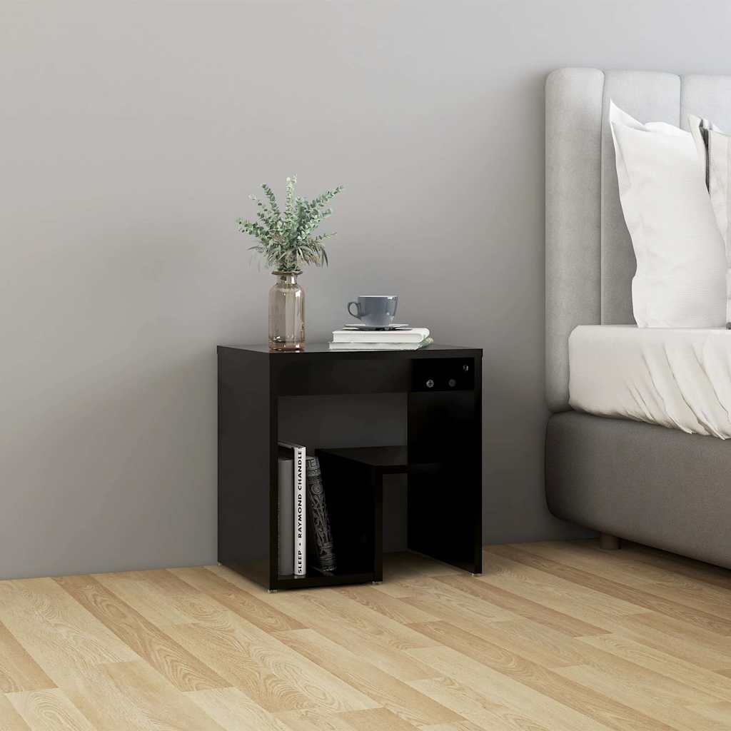 806331 vidaXL Bed Cabinets 2 pcs Black 40x30x40 cm Engineered Wood 3