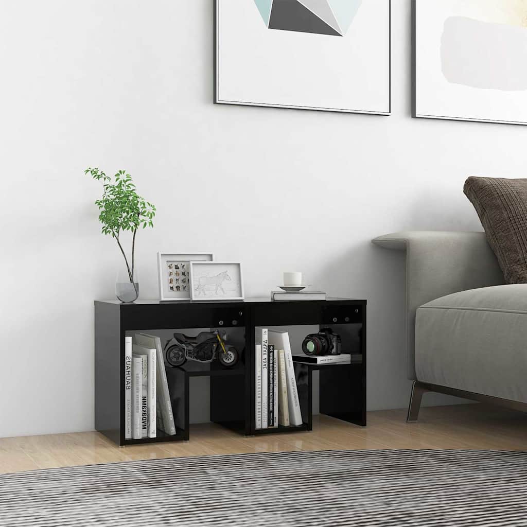 806331 vidaXL Bed Cabinets 2 pcs Black 40x30x40 cm Engineered Wood 1