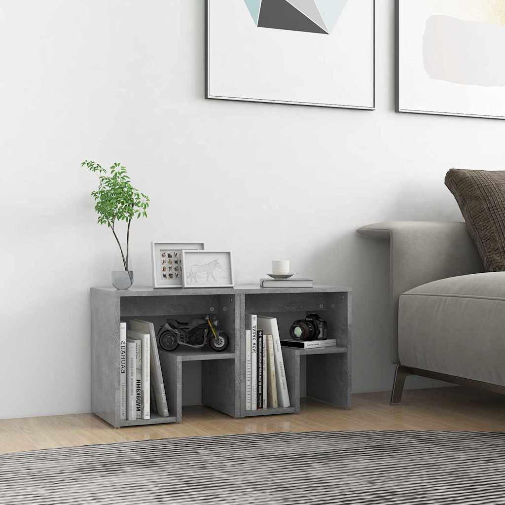 806337 vidaXL Bed Cabinets 2 pcs Concrete Grey 40x30x40 cm Engineered Wood 1