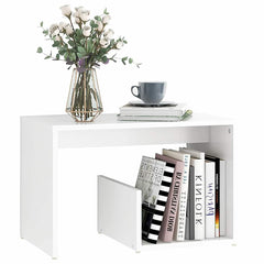 vidaXL Side Table | White | Engineered wood | Medium | Side Table | Rectangular 3