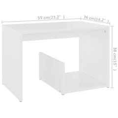 vidaXL Side Table | White | Engineered wood | Medium | Side Table | Rectangular 6