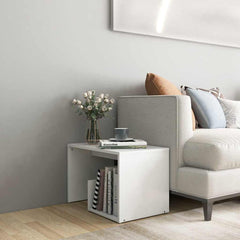 vidaXL Side Table | White | Engineered wood | Medium | Side Table | Rectangular 1