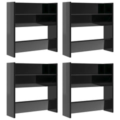 vidaXL Wall Shoe Cabinet | Set of 4 | High gloss black | Engineered wood 2